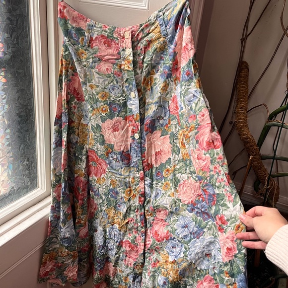 Dresses & Skirts - Floral Button-Front Midi Skirt - Pink & Green